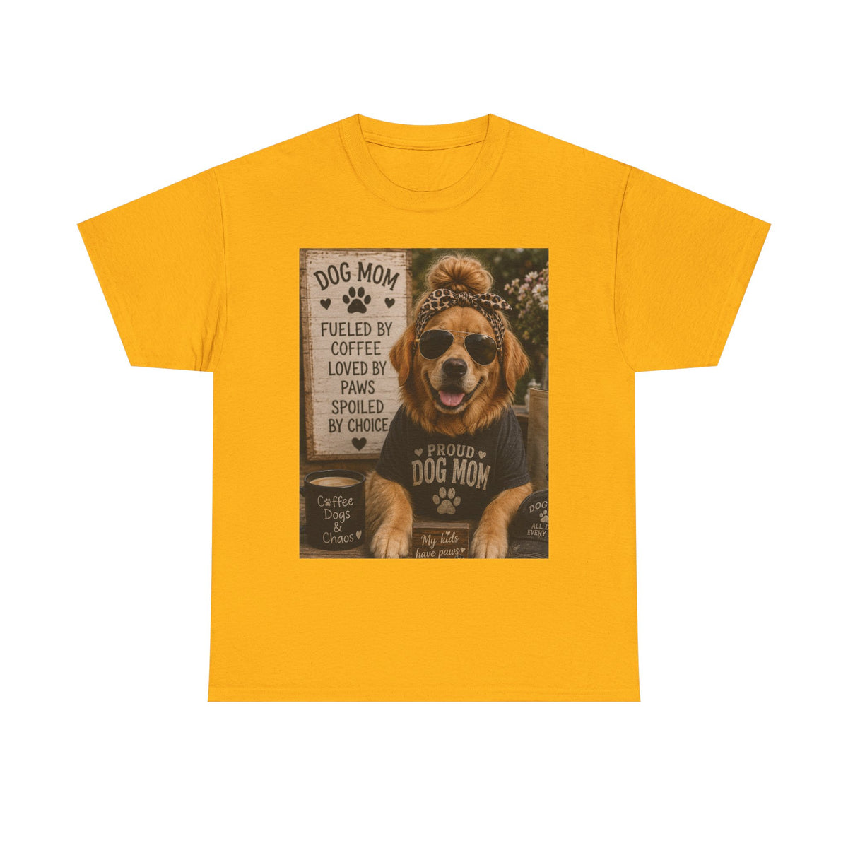 Dog Mom Photo Portrait T-Shirt | 'Fueled by Coffee, Loved by Paws' Tee
