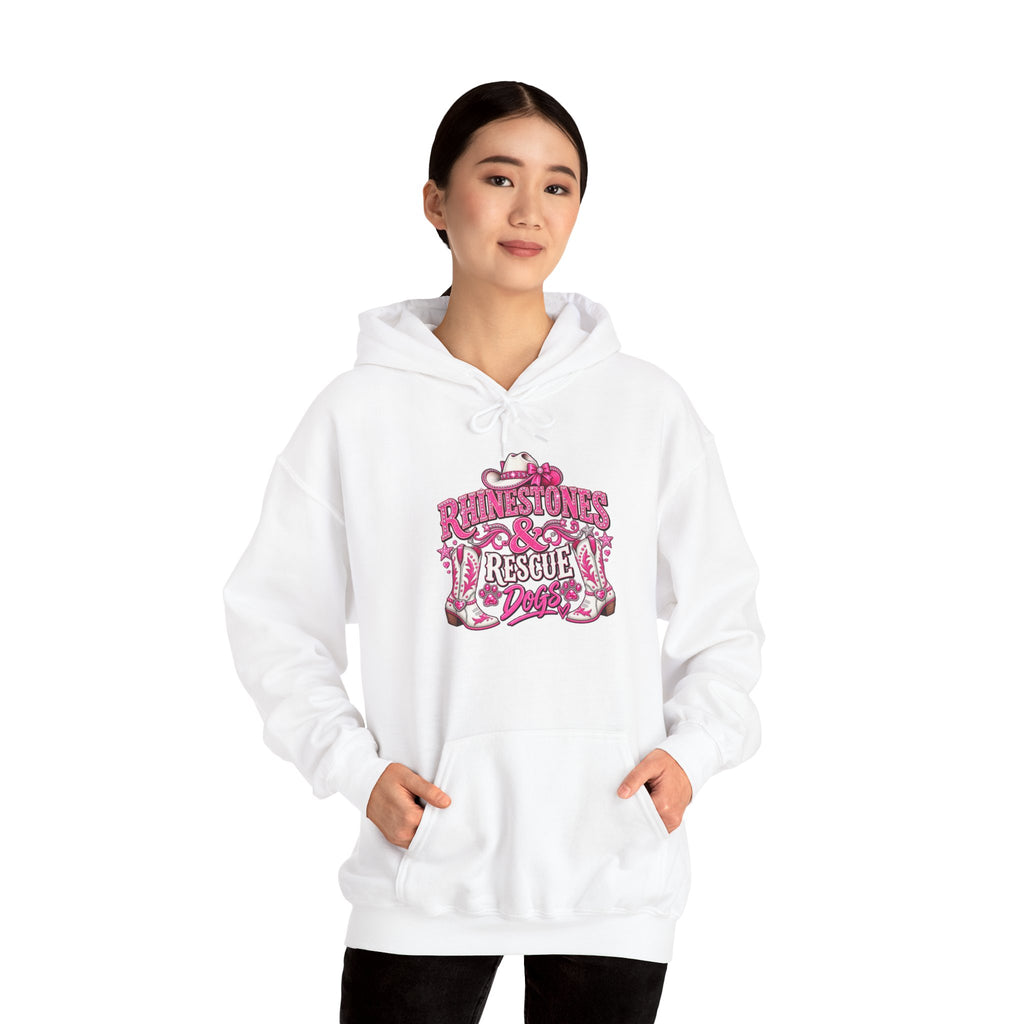 Rhinestones & Rescues Hoodie-Pink Dog Rescue Graphic Sweatshirt
