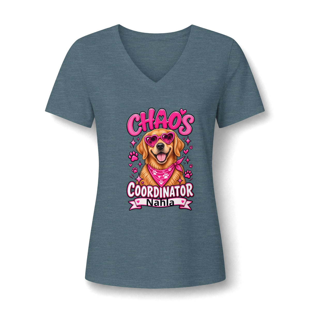 Chaos Coordinator Dog V-Neck Tee — Personalized 'Chaos Coordinator' Graphic for Women