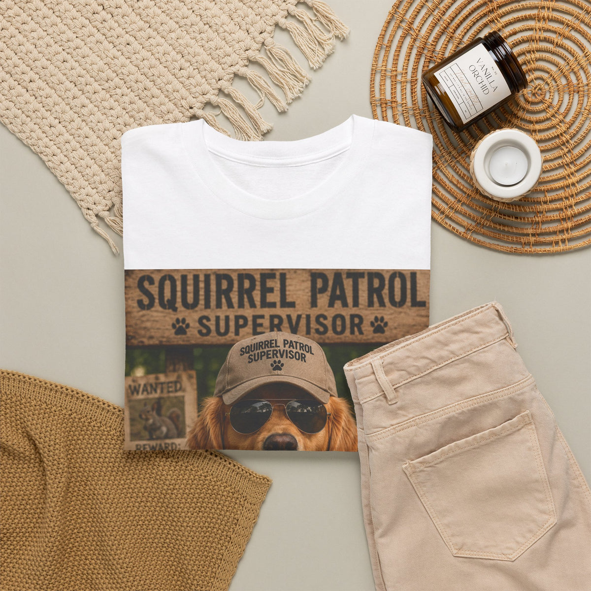 Squirrel Patrol Supervisor Dog T-Shirt | Funny Vintage Dog Graphic Tee