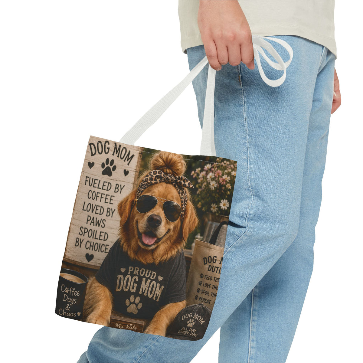 Proud Dog Mom Golden Retriever Tote Bag | Dog Mom Graphic Tote