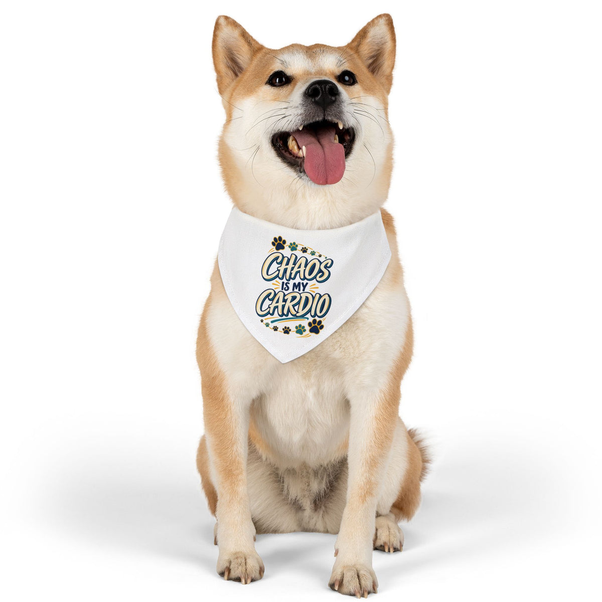 Chaos Is My Cardio Pet Bandana Collar | Paw Print Design