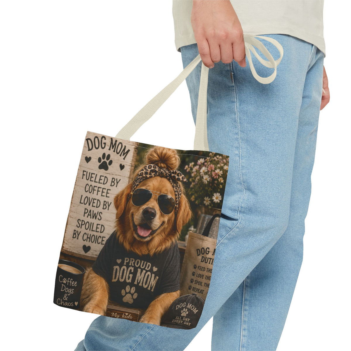 Proud Dog Mom Golden Retriever Tote Bag | Dog Mom Graphic Tote