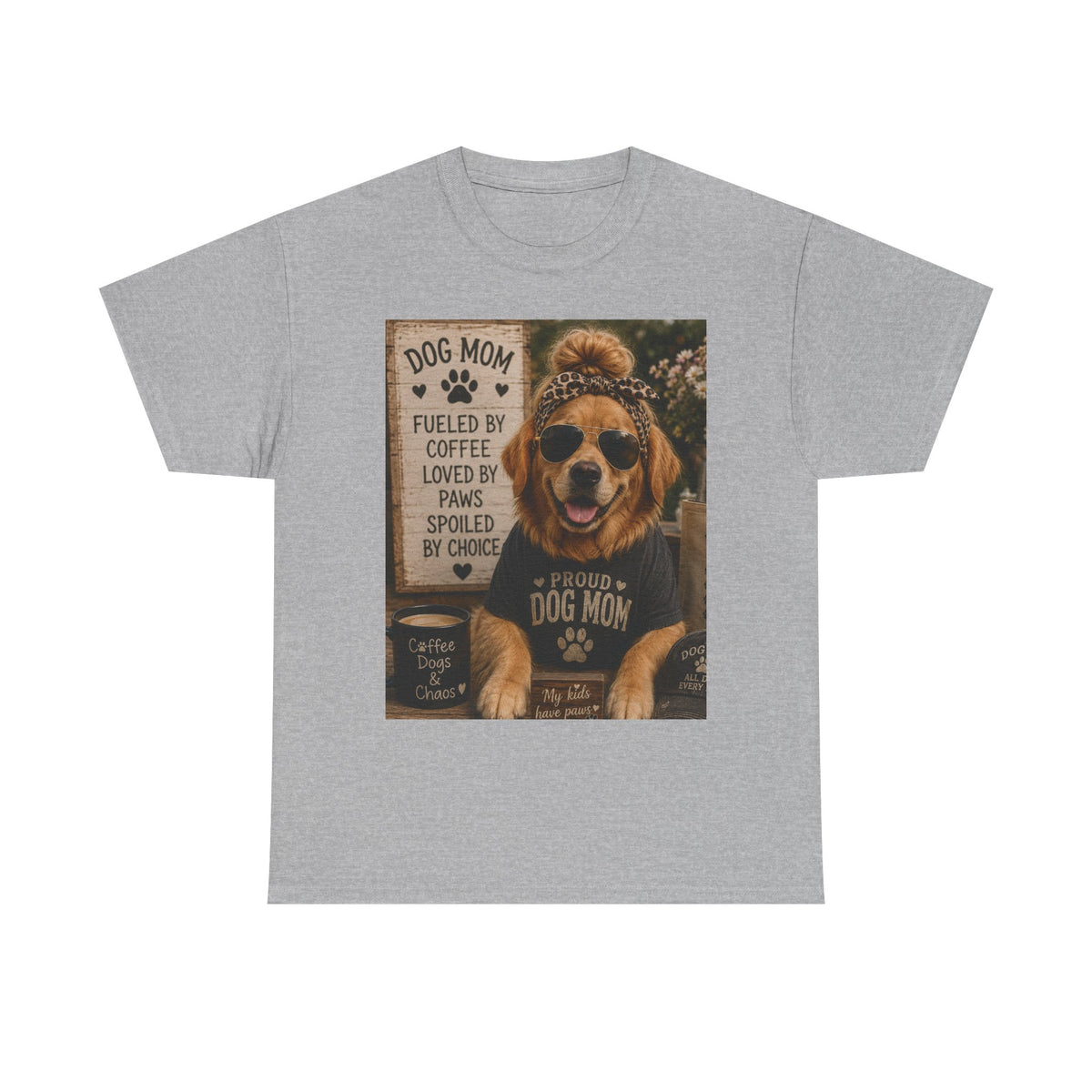 Dog Mom Photo Portrait T-Shirt | 'Fueled by Coffee, Loved by Paws' Tee