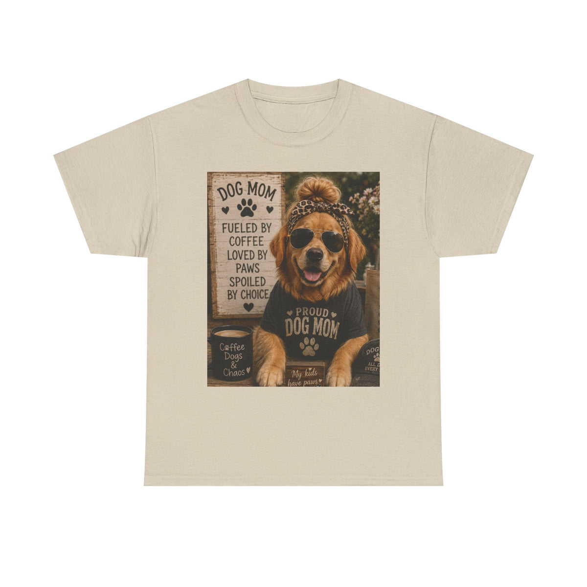 Dog Mom Photo Portrait T-Shirt | 'Fueled by Coffee, Loved by Paws' Tee
