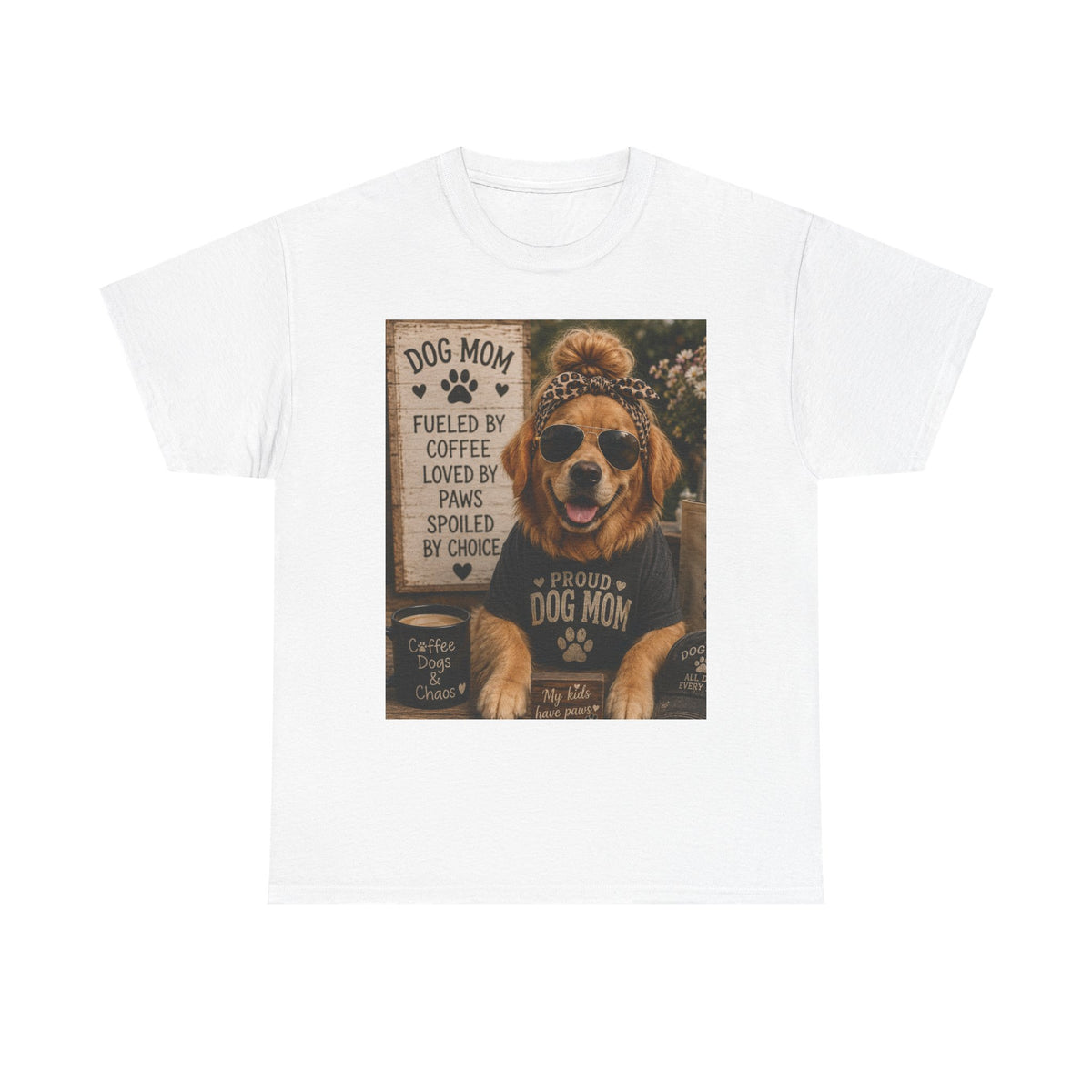 Dog Mom Photo Portrait T-Shirt | 'Fueled by Coffee, Loved by Paws' Tee
