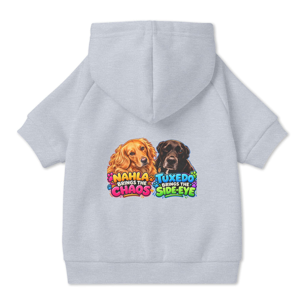 Nahla & Tuxedo Dog Hoodie – Funny Chaos & Side-Eye Pet Apparel