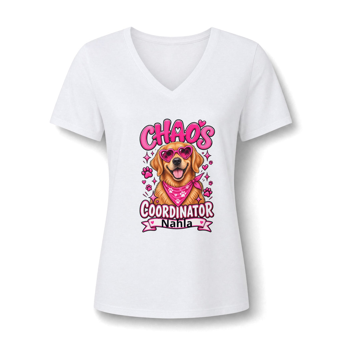 Chaos Coordinator Dog V-Neck Tee — Personalized 'Chaos Coordinator' Graphic for Women
