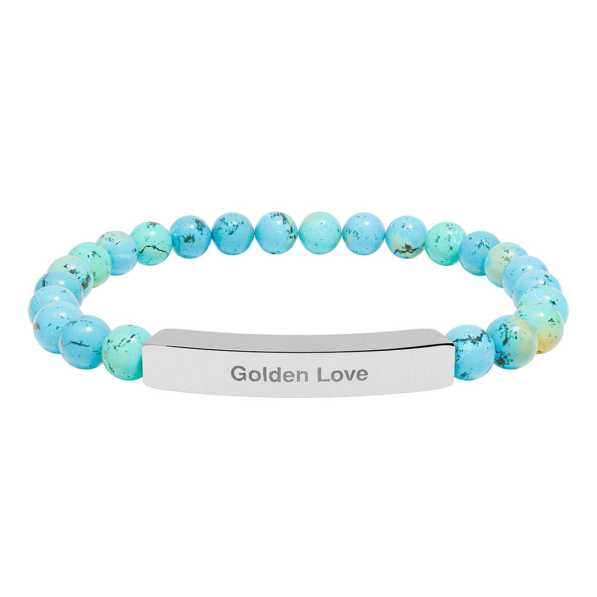 Engraved Bar Natural Stone Bracelet