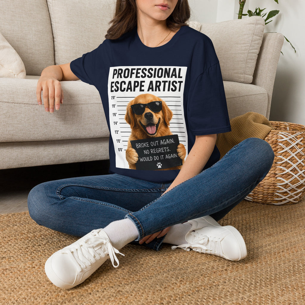 Professional Escape Artist Dog T-Shirt | Mugshot Puppy Graphic Tee