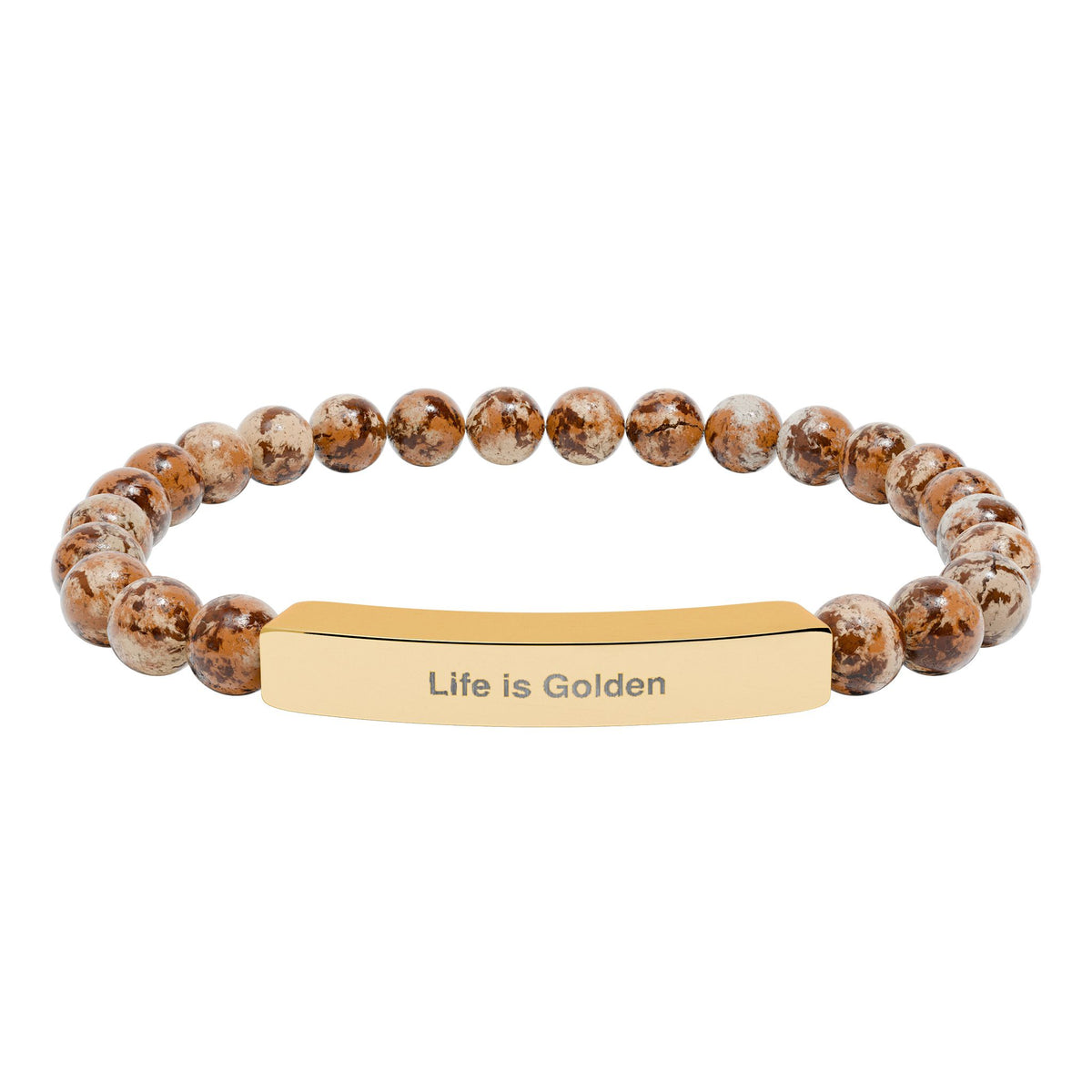 Engraved Bar Natural Stone Stretch Bracelet