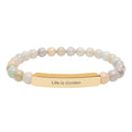 Engraved Bar Natural Stone Stretch Bracelet