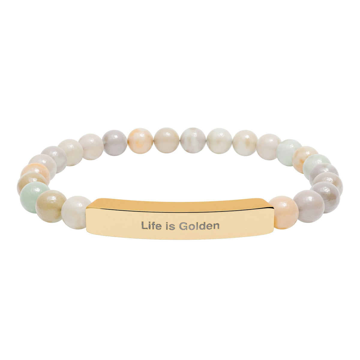 Engraved Bar Natural Stone Stretch Bracelet