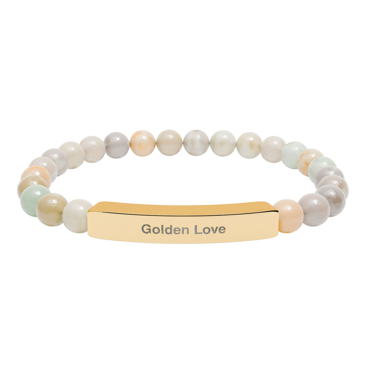 Engraved Bar Natural Stone Bracelet