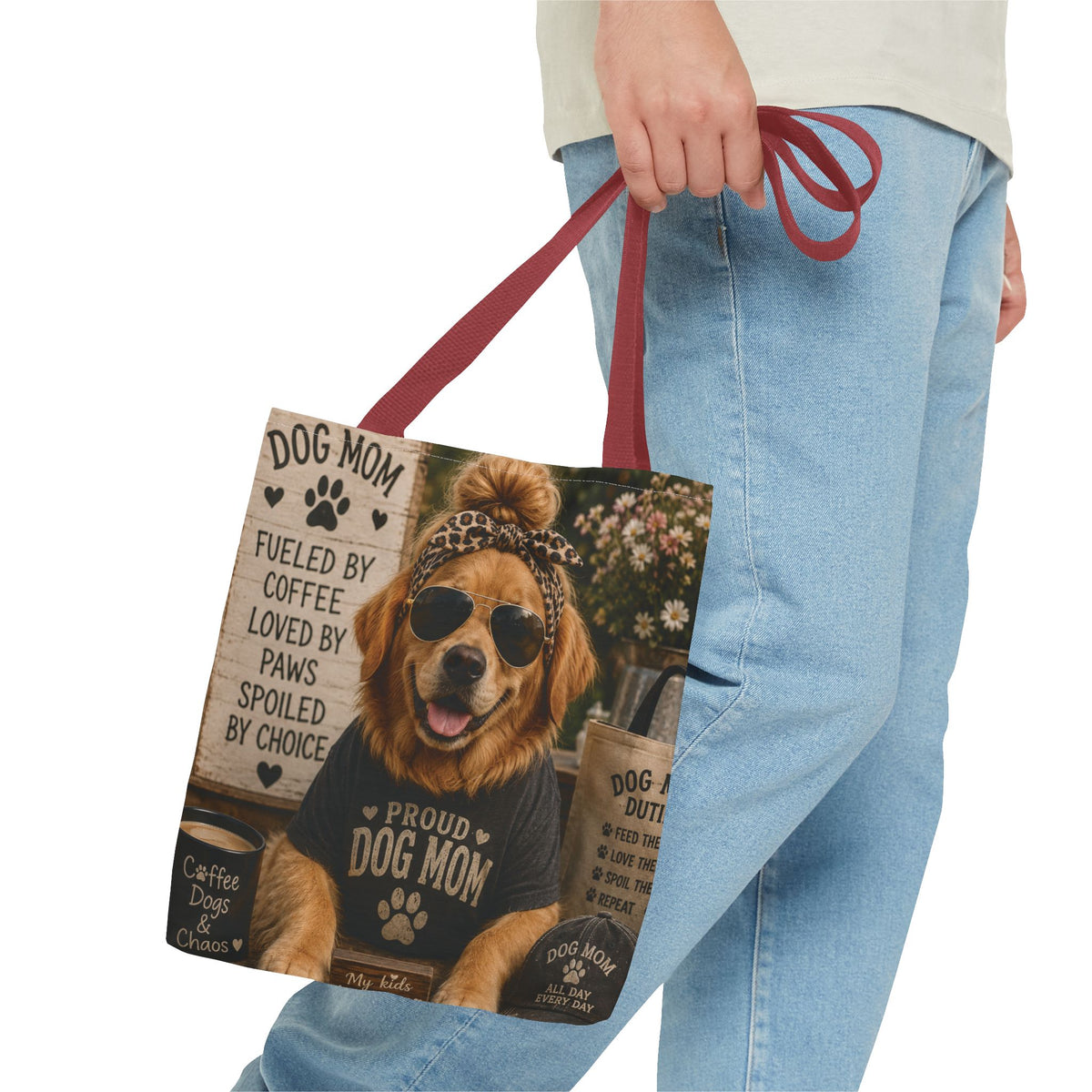 Proud Dog Mom Golden Retriever Tote Bag | Dog Mom Graphic Tote