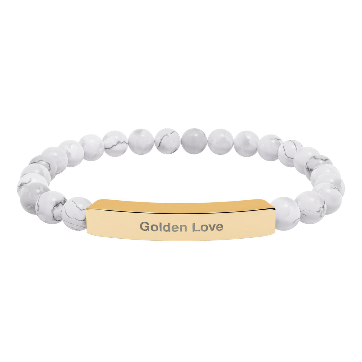 Engraved Bar Natural Stone Bracelet