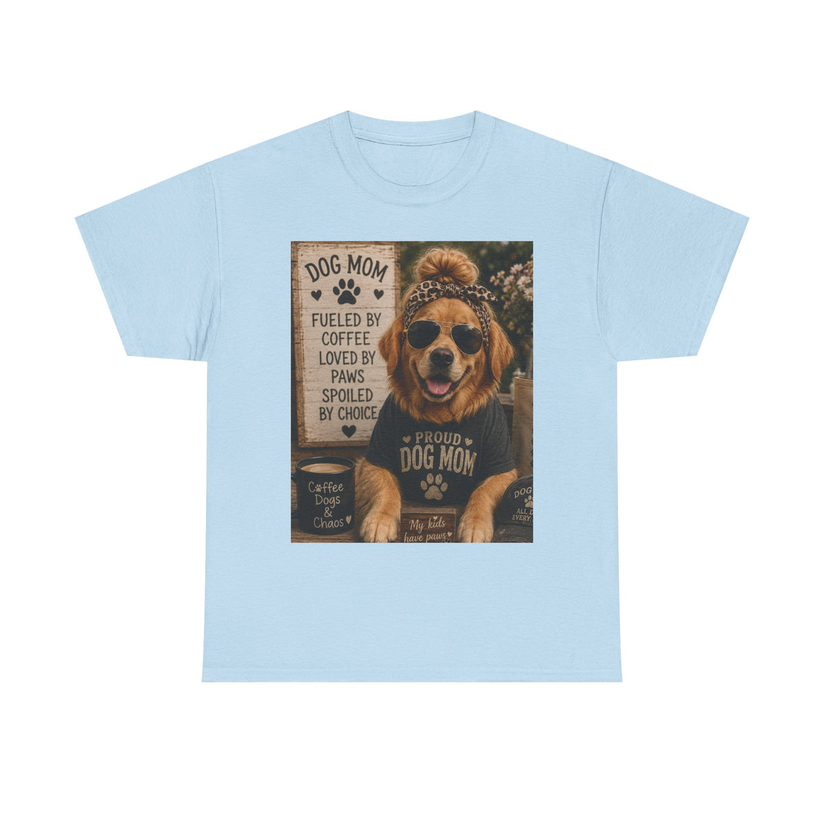 Dog Mom Photo Portrait T-Shirt | 'Fueled by Coffee, Loved by Paws' Tee