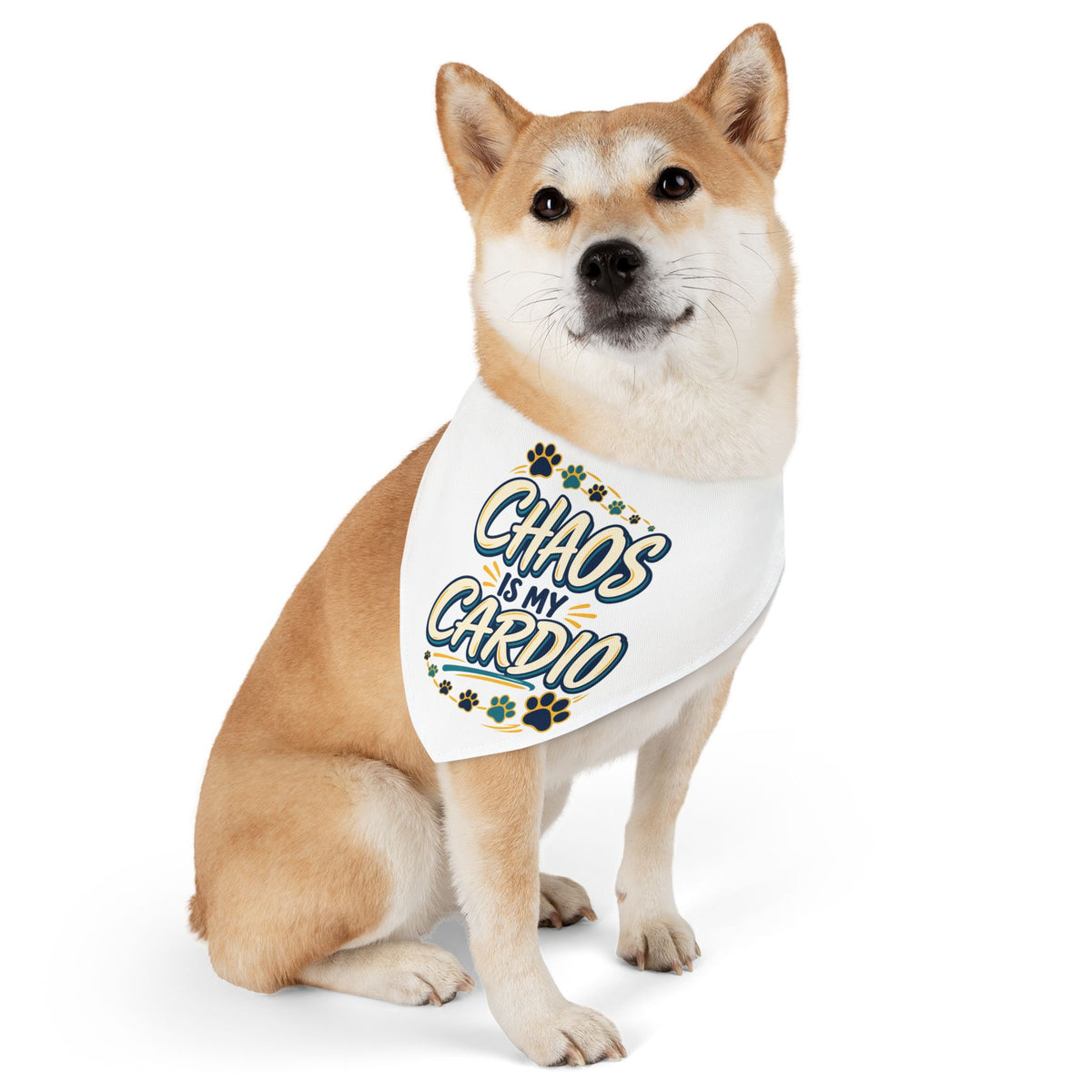 Chaos Is My Cardio Pet Bandana Collar | Paw Print Design