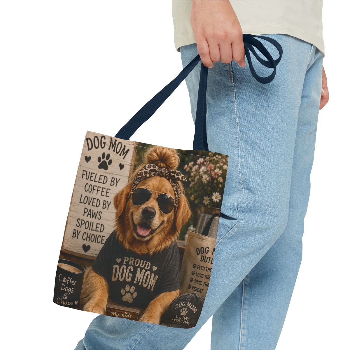Proud Dog Mom Golden Retriever Tote Bag | Dog Mom Graphic Tote