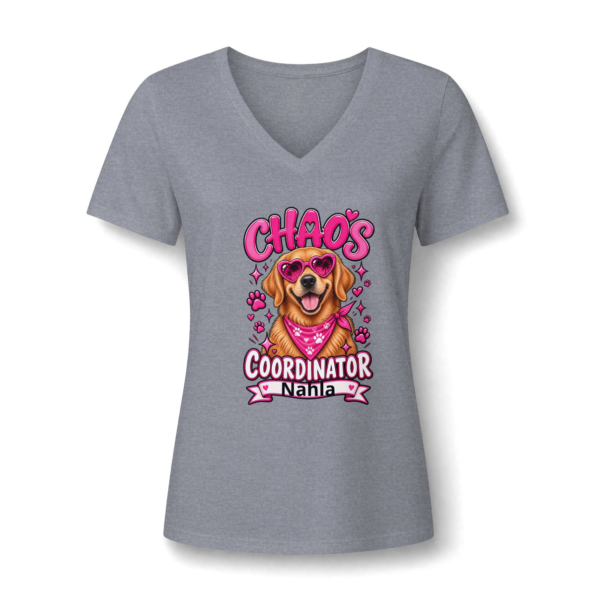 Chaos Coordinator Dog V-Neck Tee — Personalized 'Chaos Coordinator' Graphic for Women