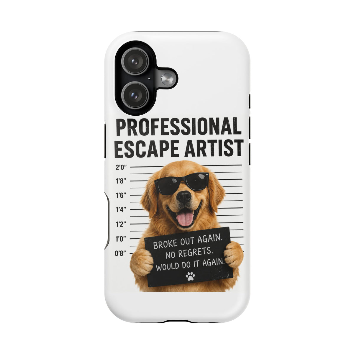 Phone Case — "Professional Escape Artist" Golden Retriever Mugshot Magnetic Impact-Resistant Case