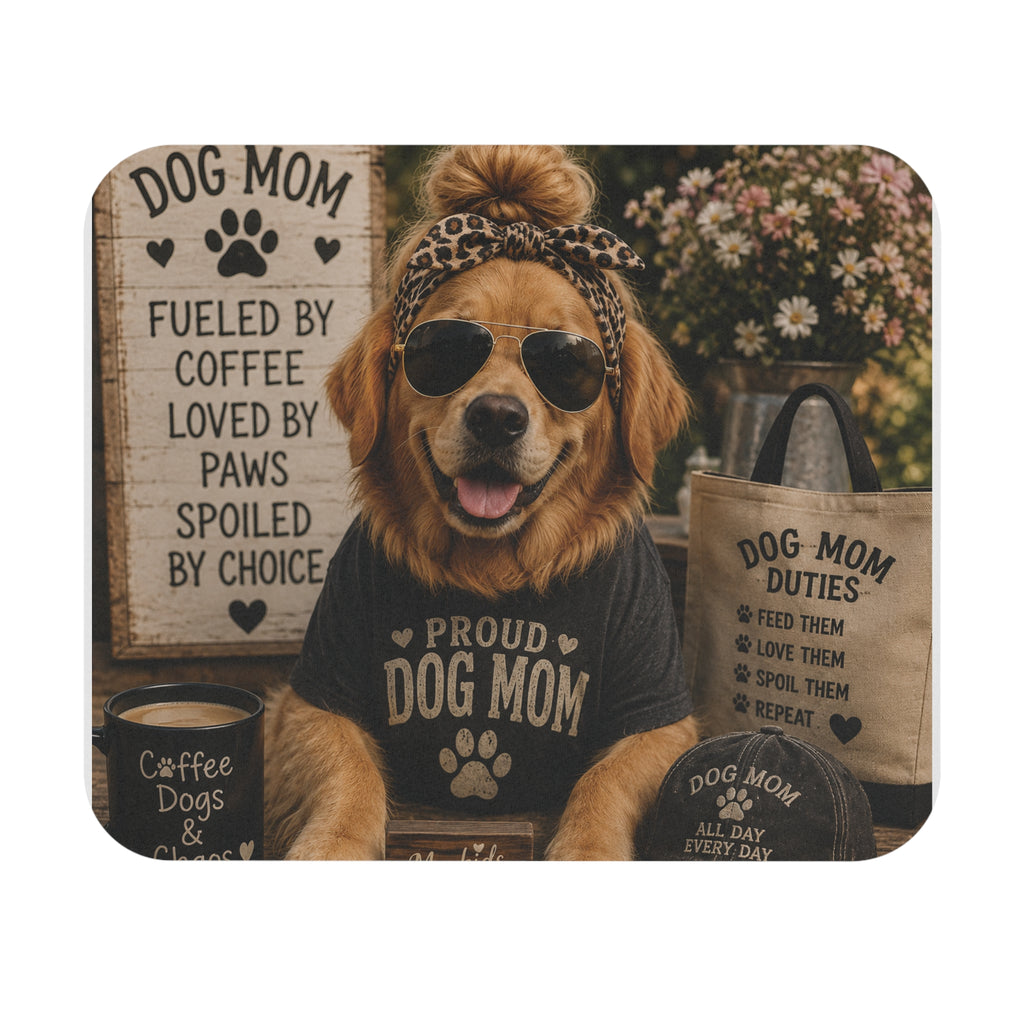 Dog Mom Proud Dog Mom Mouse Pad | Coffee Paw Print Desk Mat
