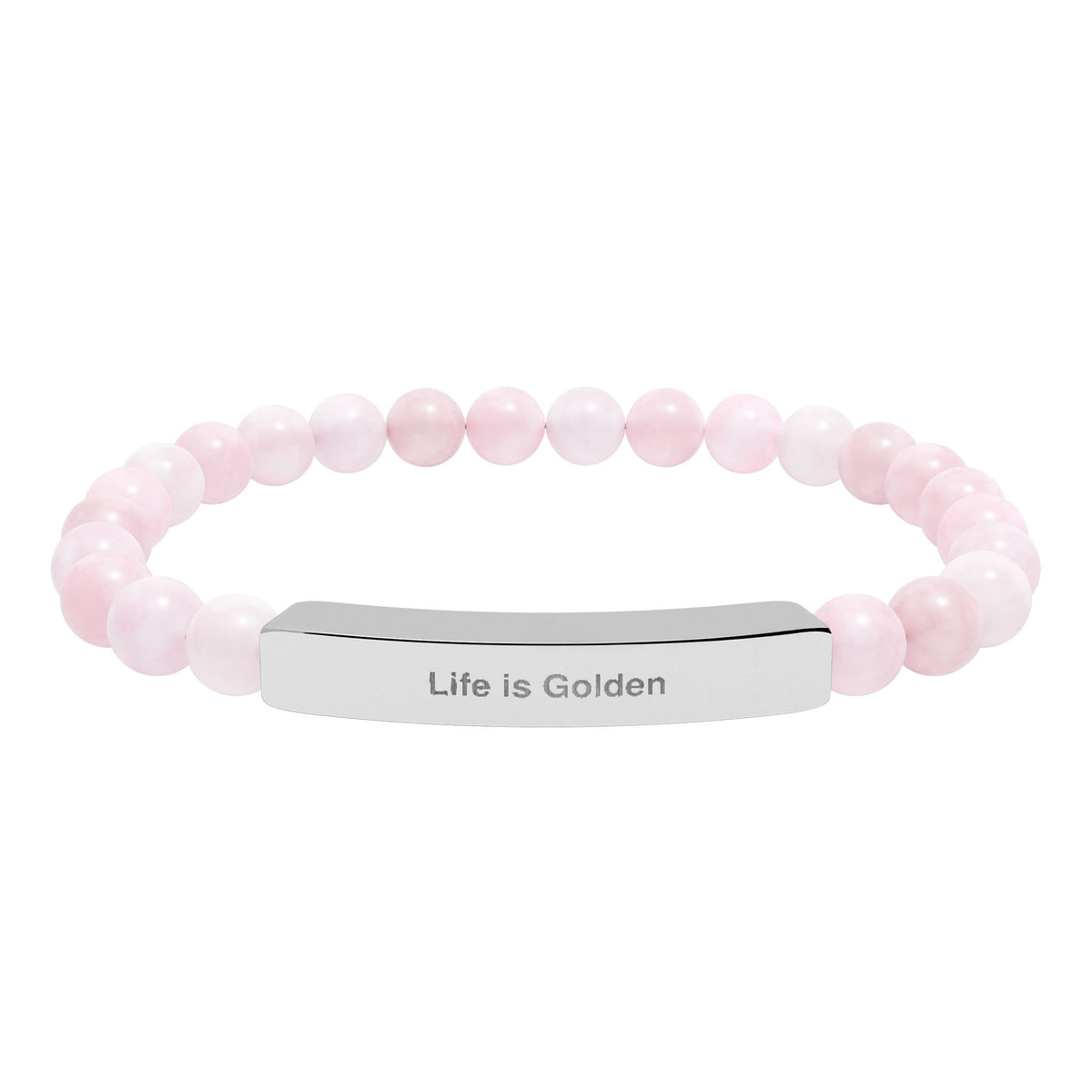 Engraved Bar Natural Stone Stretch Bracelet