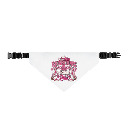 Clip-On Pet Bandana — Pink 'Rescue' Paw Print Dog Collar Accessory
