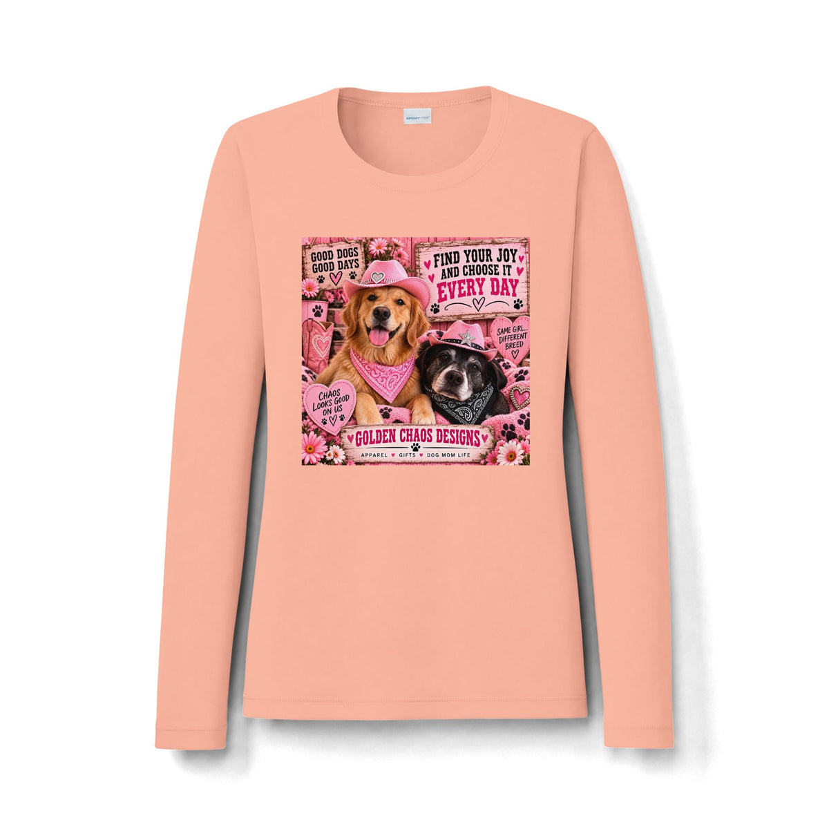 Women's Long Sleeve — 'Find Your Joy' Pink Dog Rescue Graphic