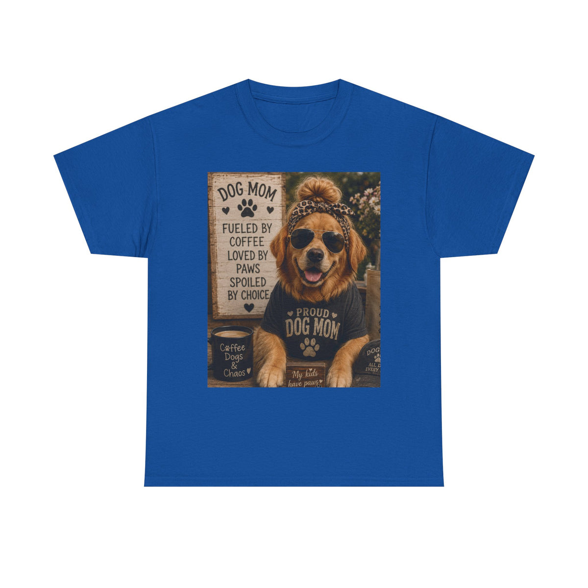 Dog Mom Photo Portrait T-Shirt | 'Fueled by Coffee, Loved by Paws' Tee