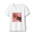 Dog Mom V-Neck Tee — Pink Rescue Dogs "You were born to be a purpose" Graphic