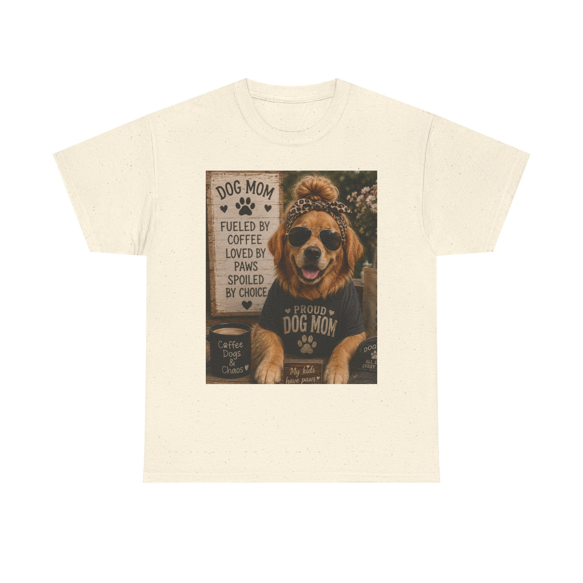 Dog Mom Photo Portrait T-Shirt | 'Fueled by Coffee, Loved by Paws' Tee
