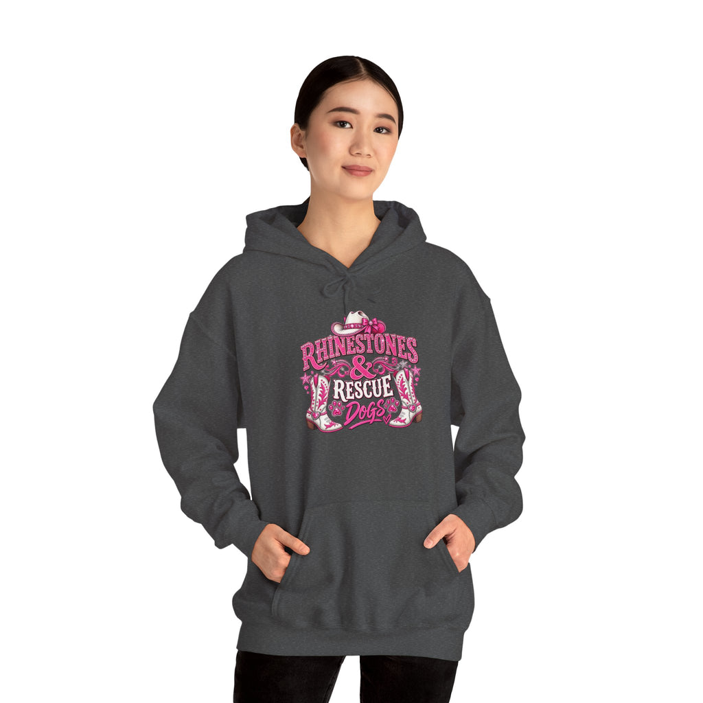 Rhinestones & Rescues Hoodie-Pink Dog Rescue Graphic Sweatshirt