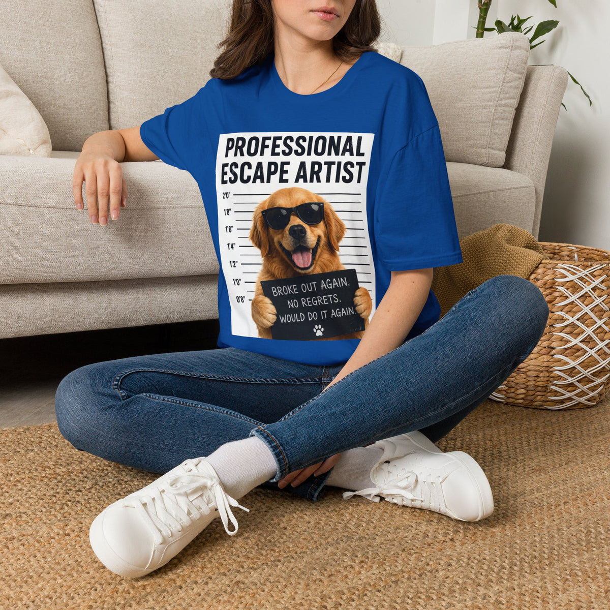 Professional Escape Artist Dog T-Shirt | Mugshot Puppy Graphic Tee