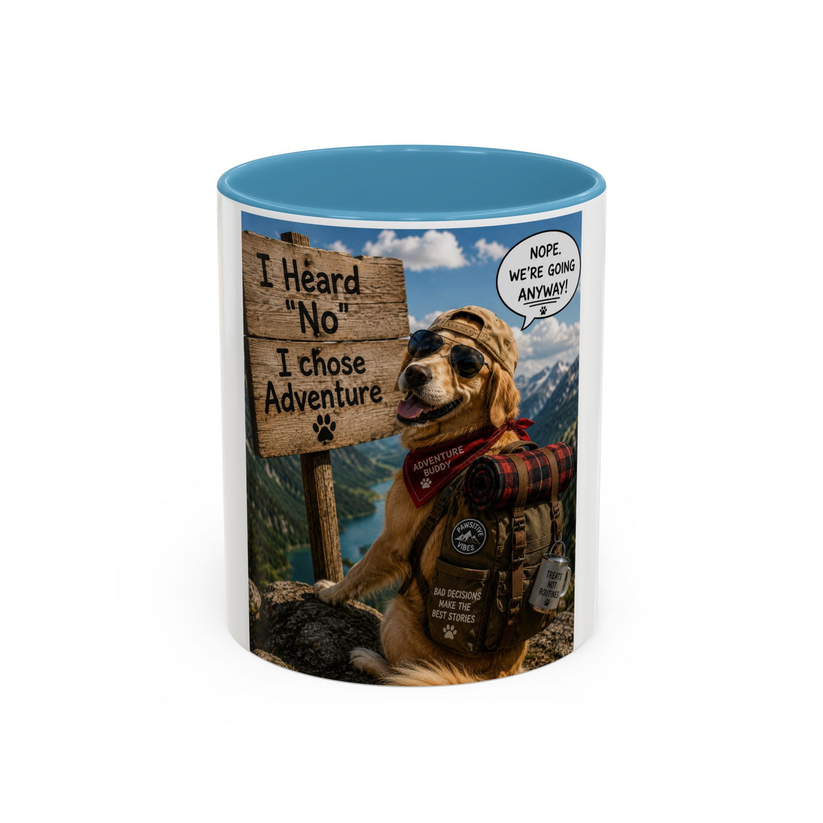 Adventure Dog Mountain Hike Mug | I Heard 'No' I Chose Adventure