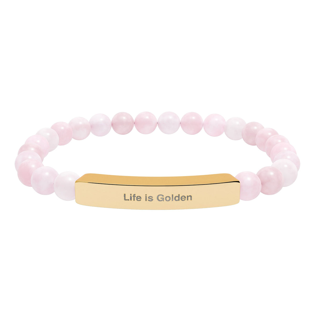 Engraved Bar Natural Stone Stretch Bracelet