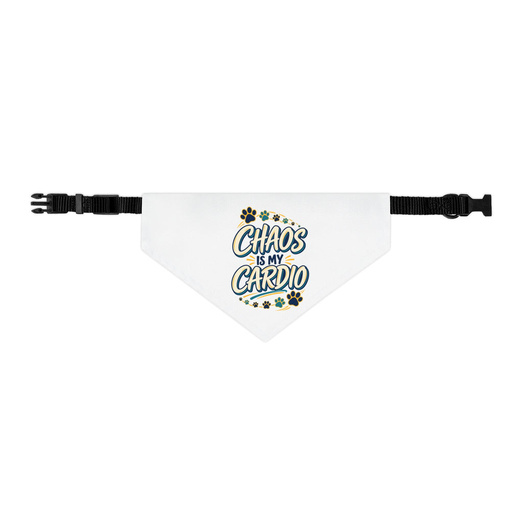 Chaos Is My Cardio Pet Bandana Collar | Paw Print Design