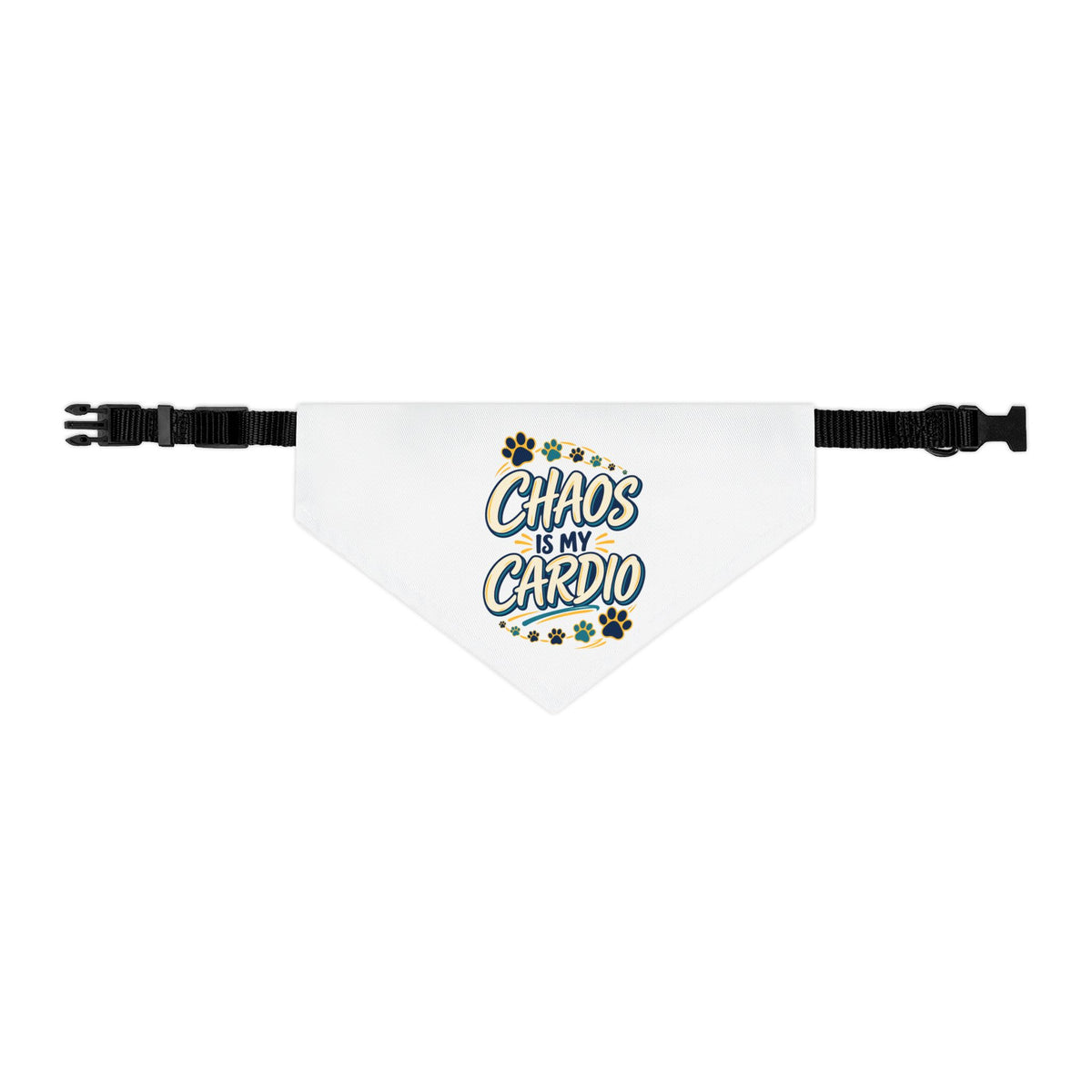 Chaos Is My Cardio Pet Bandana Collar | Paw Print Design