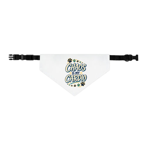 Chaos Is My Cardio Pet Bandana Collar | Paw Print Design