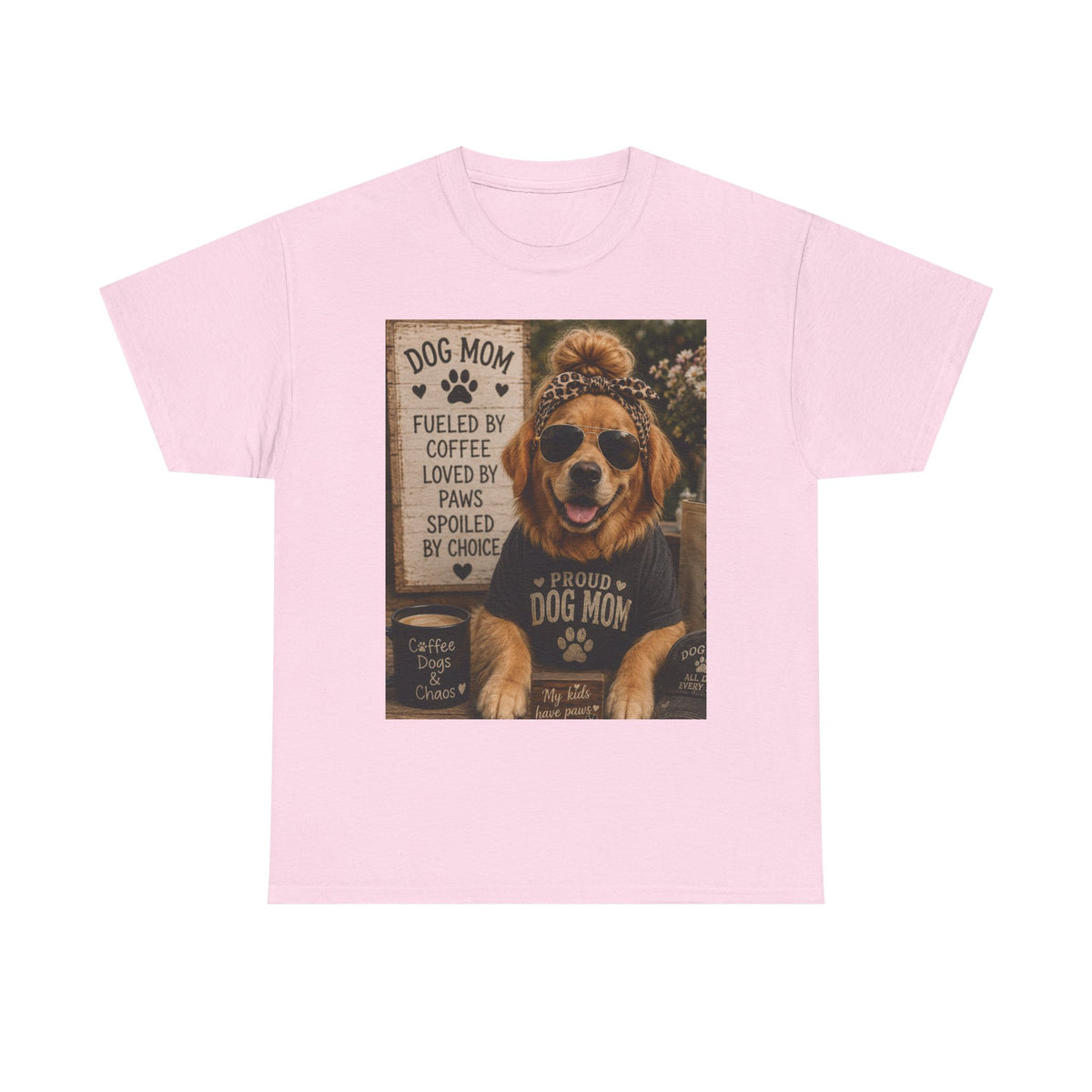 Dog Mom Photo Portrait T-Shirt | 'Fueled by Coffee, Loved by Paws' Tee