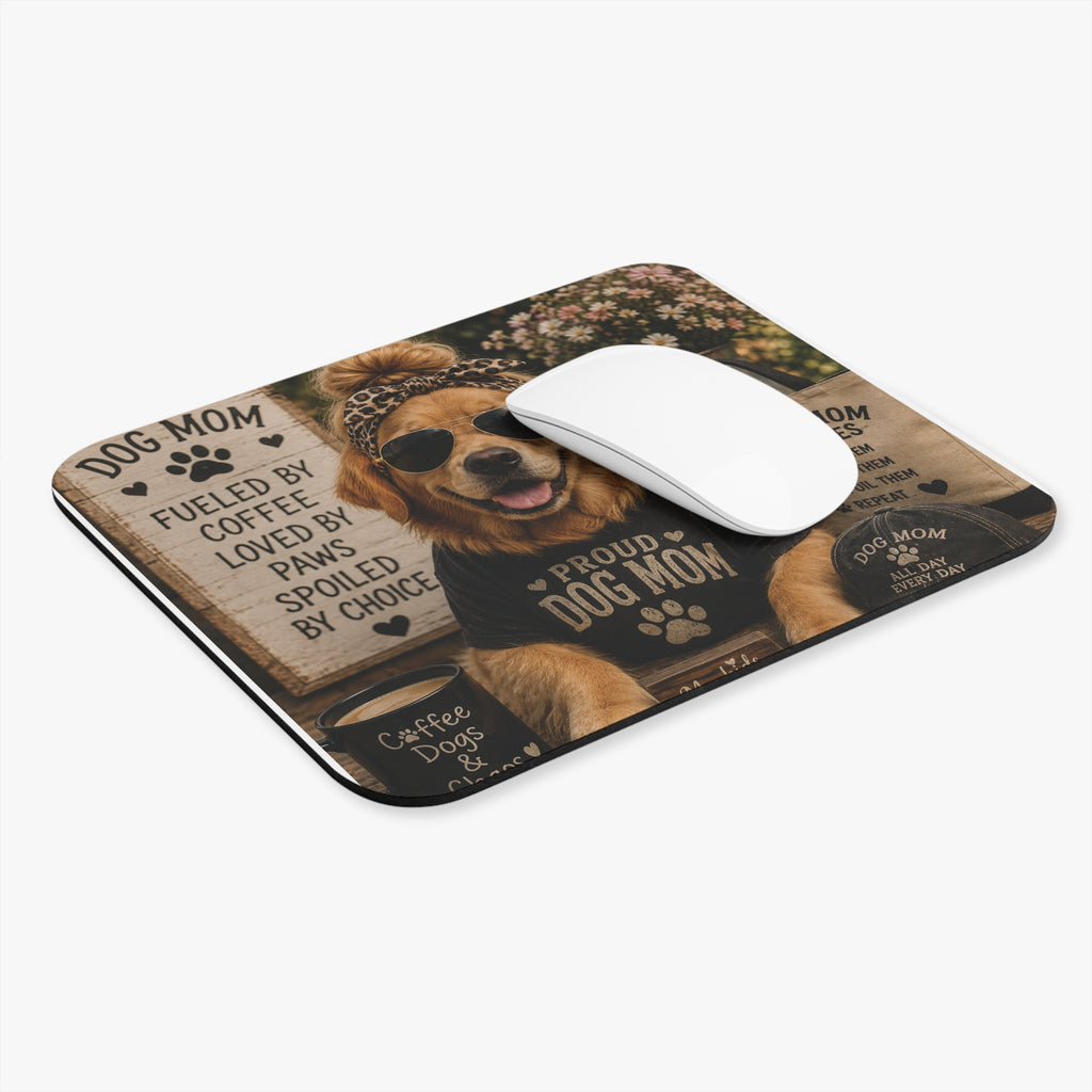 Dog Mom Proud Dog Mom Mouse Pad | Coffee Paw Print Desk Mat
