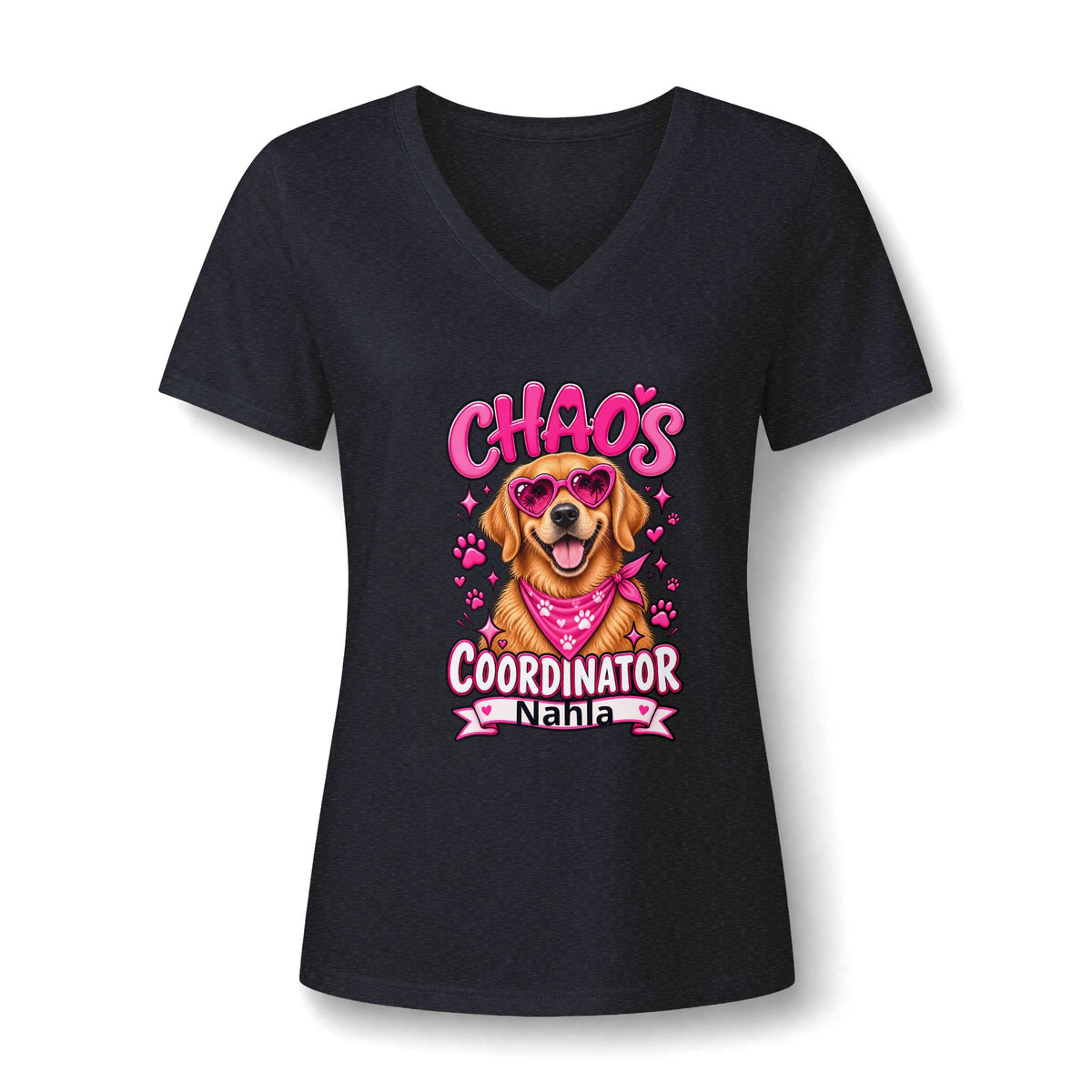 Chaos Coordinator Dog V-Neck Tee — Personalized 'Chaos Coordinator' Graphic for Women