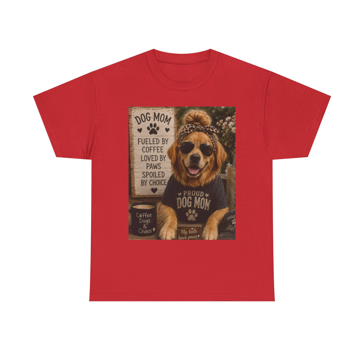 Dog Mom Photo Portrait T-Shirt | 'Fueled by Coffee, Loved by Paws' Tee