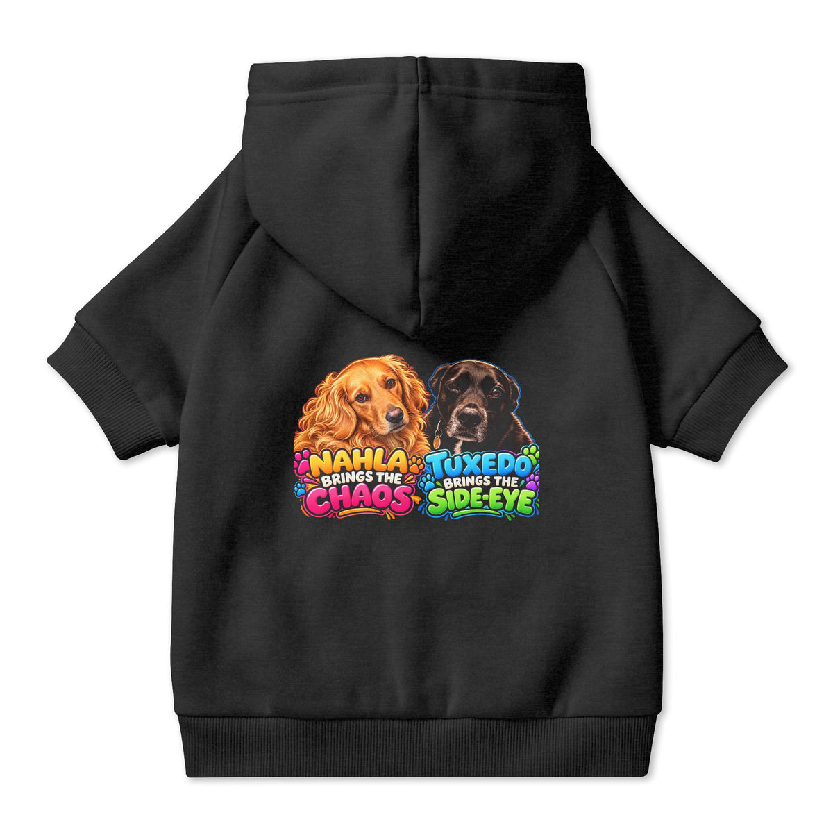 Nahla & Tuxedo Dog Hoodie – Funny Chaos & Side-Eye Pet Apparel